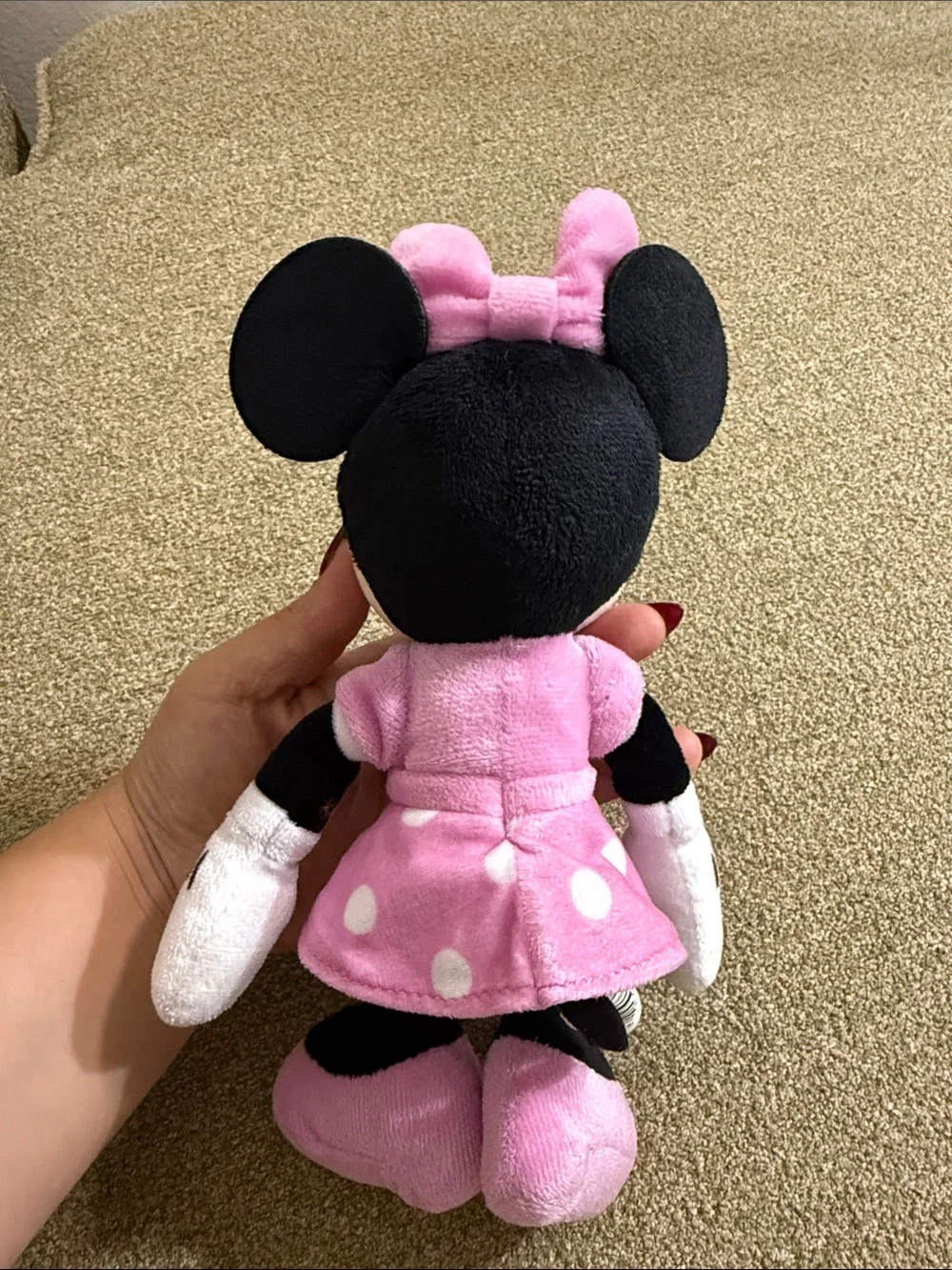 Disney Minnie Mouse Plush in Pink with White Polka Dots 10 inches